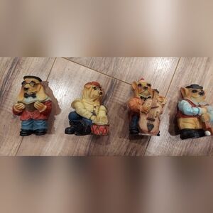 Vtg Ceramic Gentleman Dog Figurine “The Musicians” "Teacher " "Golfer" 3.75"tall